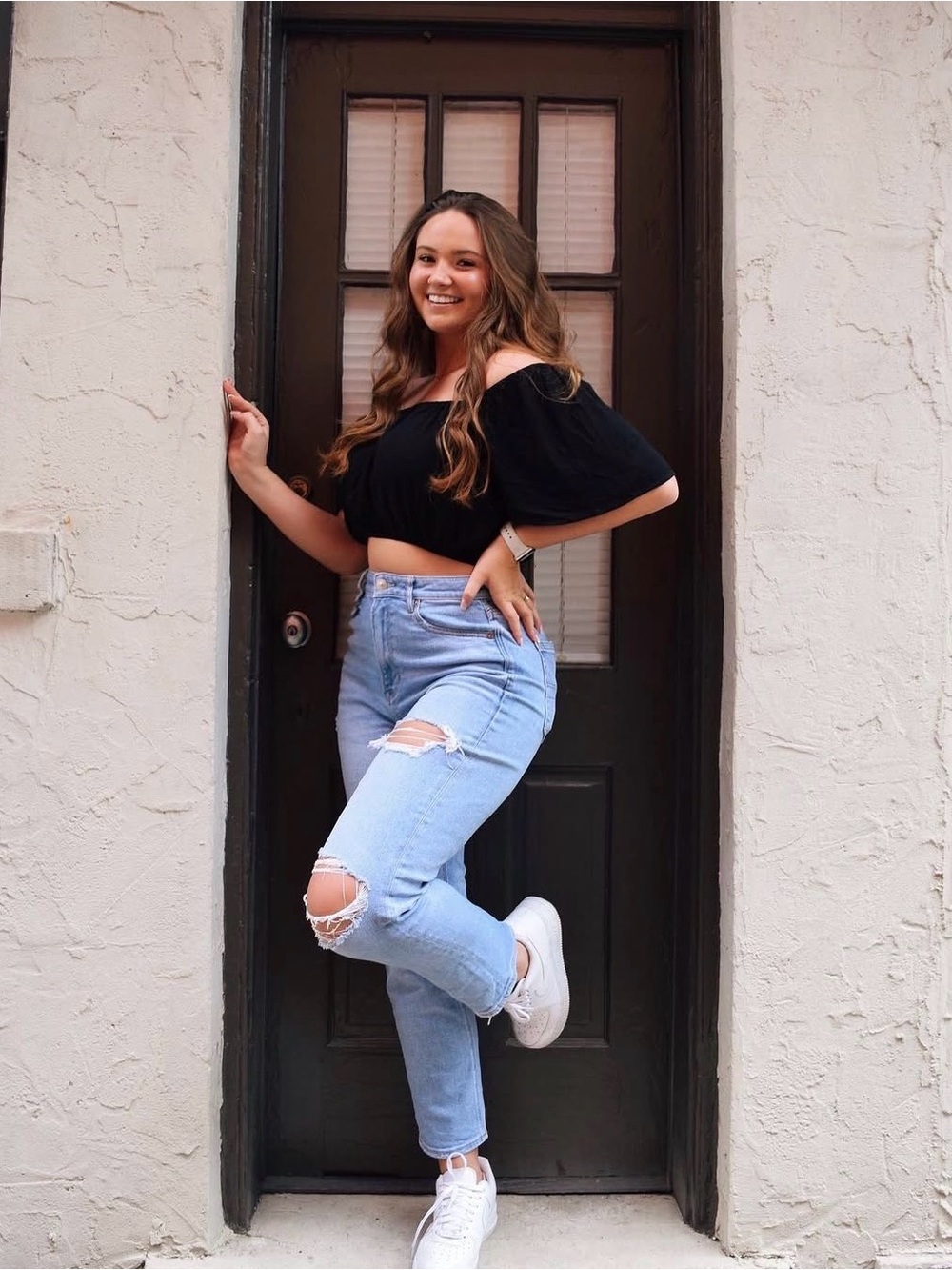 Black Puff Sleeve Crop Top - Women